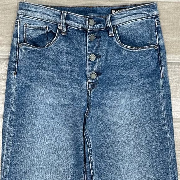 Blank NYC The Chrystie High-Rise Crop Wide Leg Denim Jeans in Wall Street Sz 28 - Picture 5 of 15